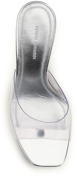 Amina Muaddi Silver Pvc Stiletto Heel Sandals Zilver
