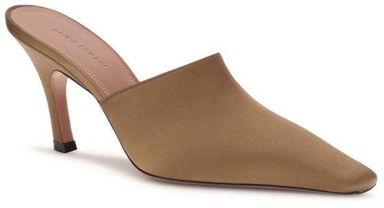 Amina Muaddi Brown Silk Sandals Bruin