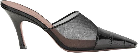 Amina Muaddi Black Calf Leather Bos Taurus Mules Zwart