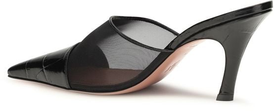 Amina Muaddi Black Calf Leather Bos Taurus Mules Zwart