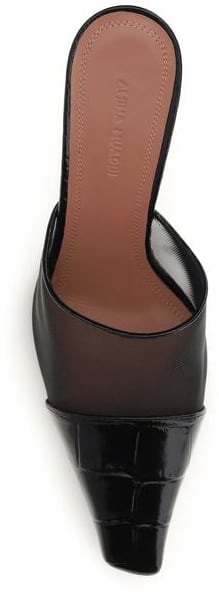 Amina Muaddi Black Calf Leather Bos Taurus Mules Zwart