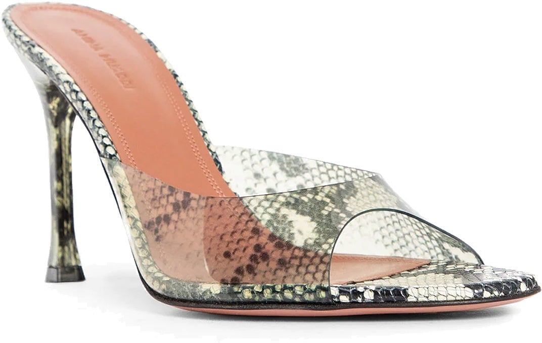 Amina Muaddi Amina Muaddi Alexa Glass 95 Snake Sandals Groen