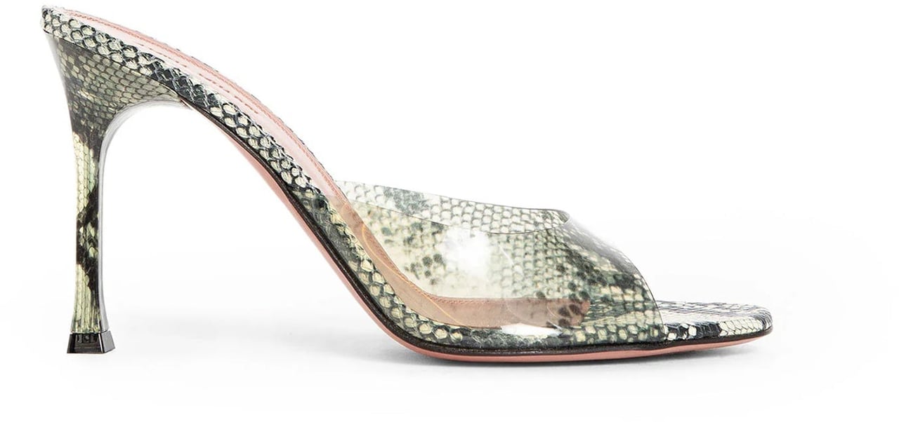 Amina Muaddi Amina Muaddi Alexa Glass 95 Snake Sandals Groen