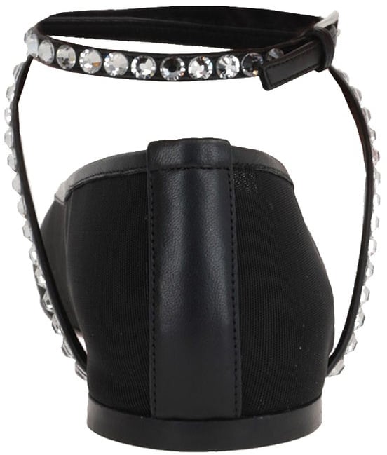 Amina Muaddi Amina Muaddi Mesh Crystal Ballerina Flats Zwart