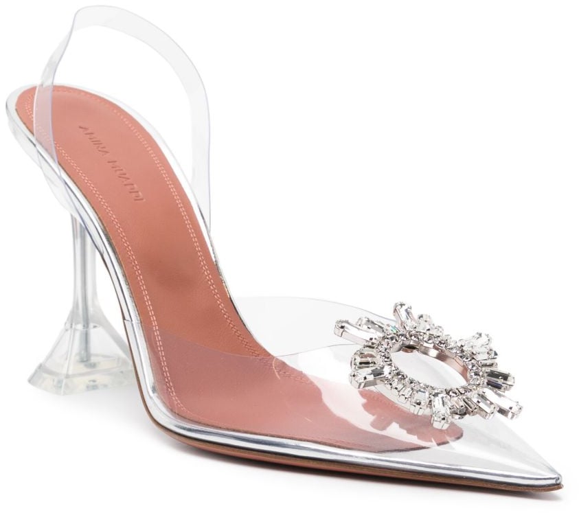 Amina Muaddi With Heel Transparent Neutraal