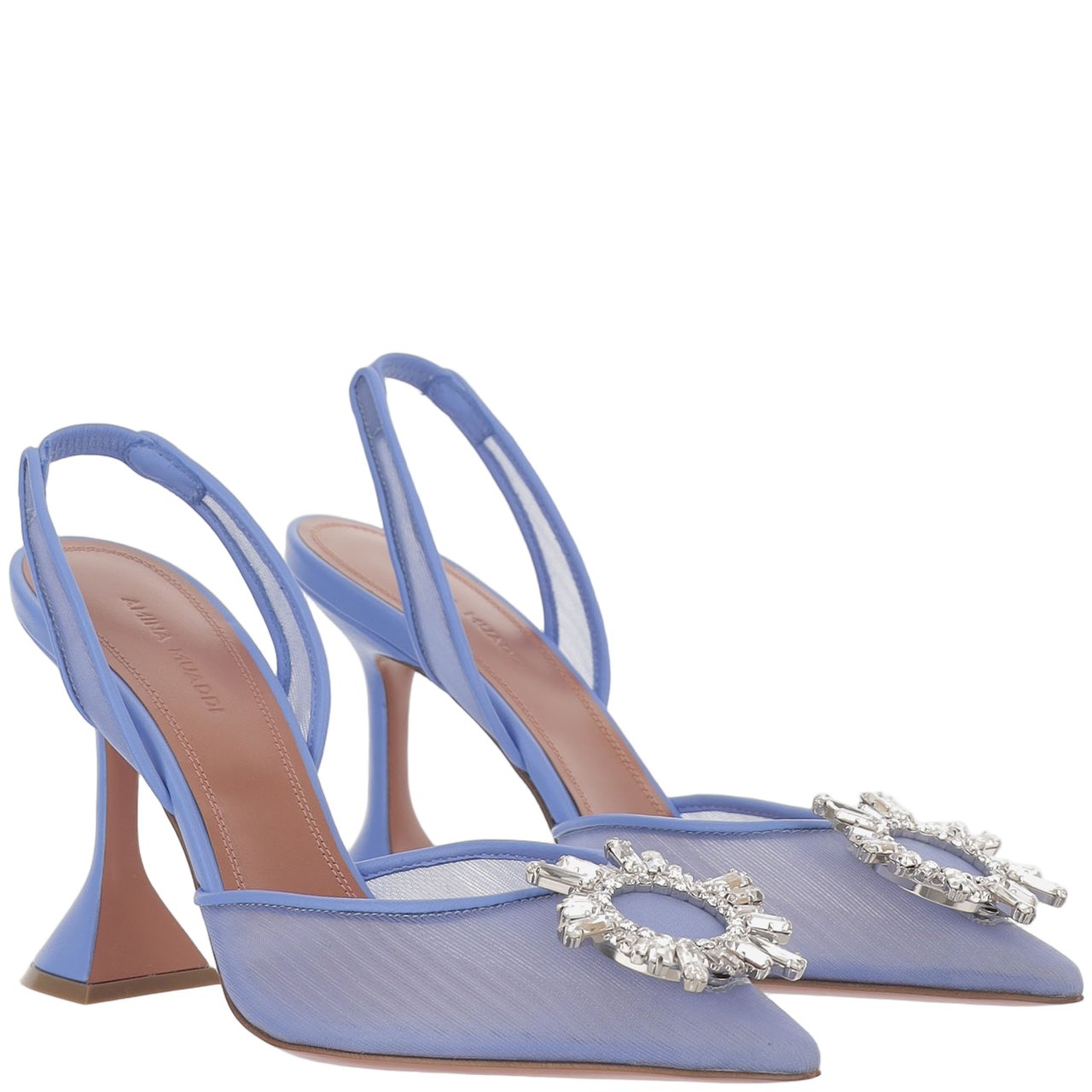 Amina Muaddi Begum Mesh Slingbacks Blauw