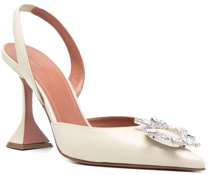 Amina Muaddi With Heel White Wit