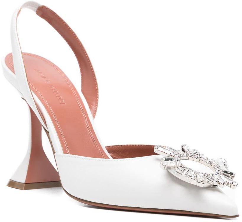 Amina Muaddi With Heel White Wit