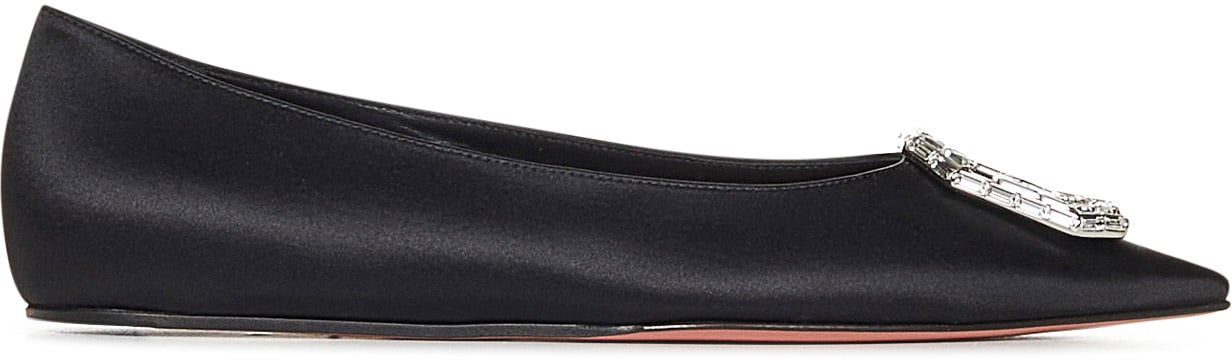 Amina Muaddi Flat Shoes Black Zwart
