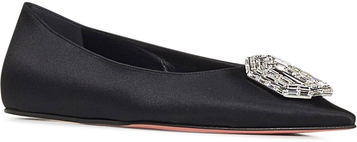 Amina Muaddi Flat Shoes Black Zwart