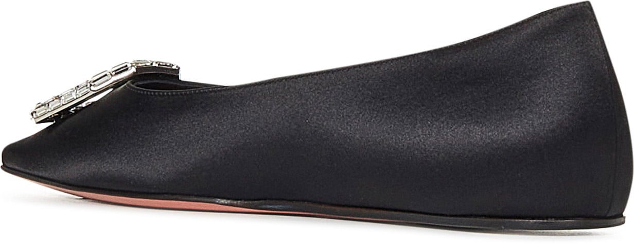 Amina Muaddi Flat Shoes Black Zwart