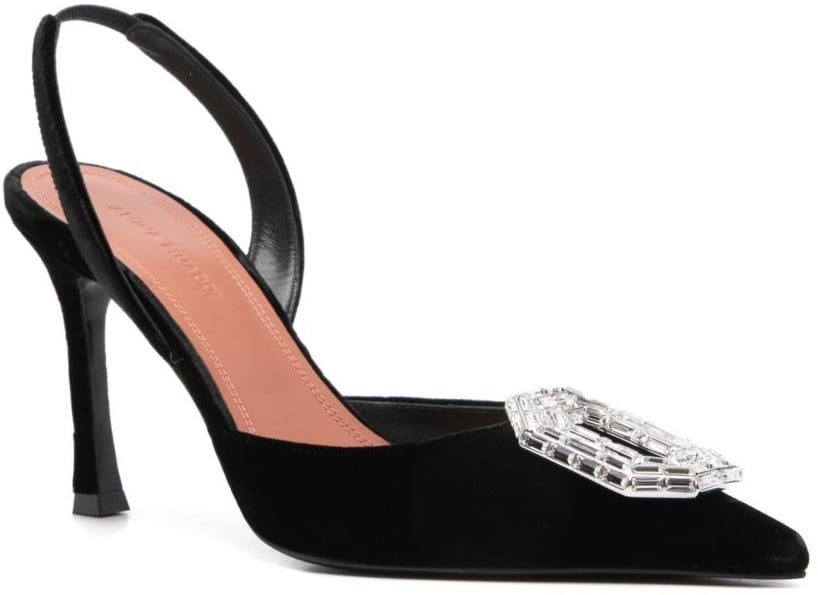 Amina Muaddi With Heel Black Zwart