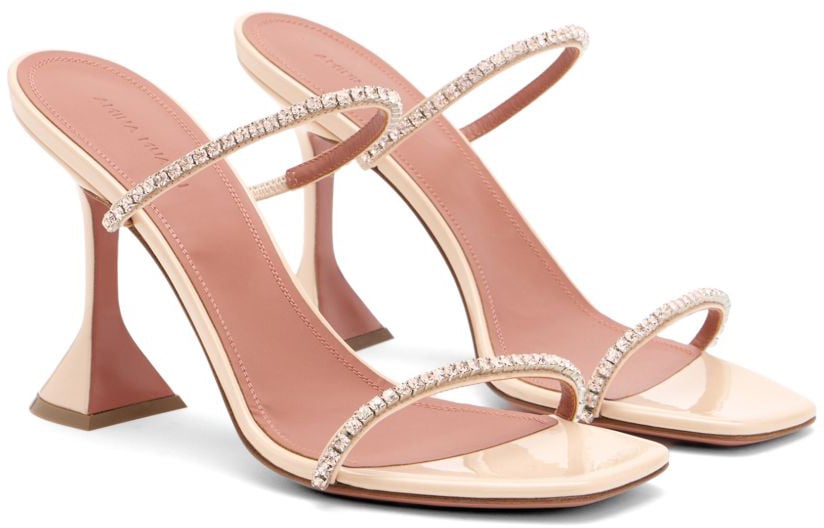 Amina Muaddi Sandals Champagne Goud