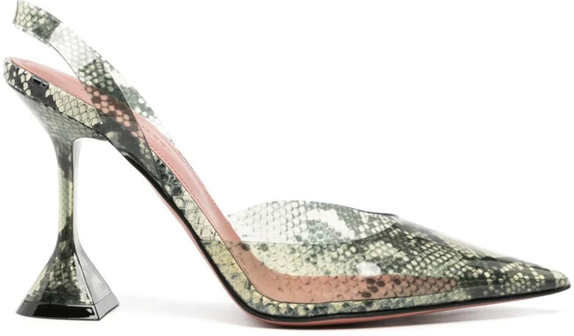 Amina Muaddi Amina Muaddi Holli Glass 95mm Snakeskin-effect Pumps Groen