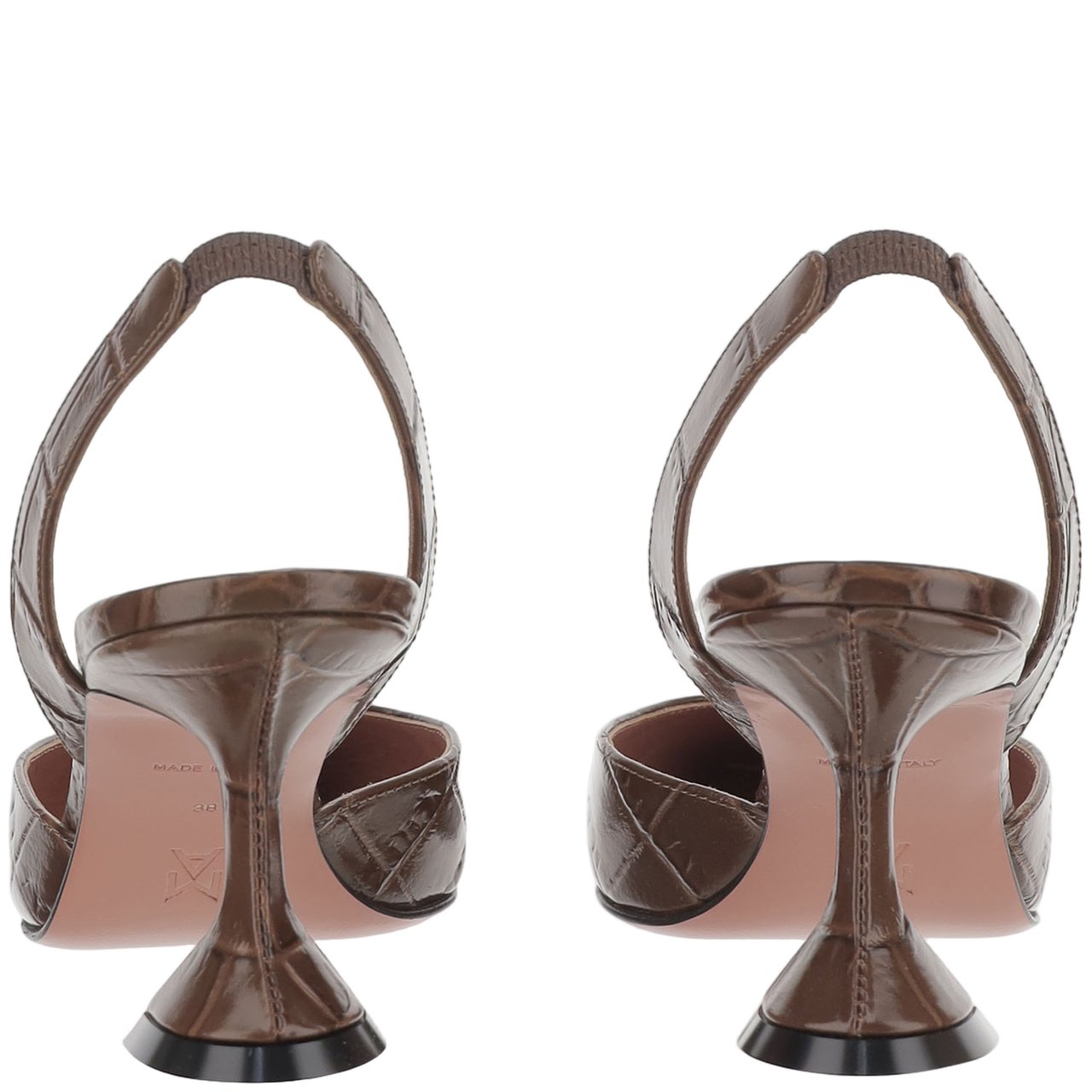 Amina Muaddi Holli Leather Slingbacks Roze