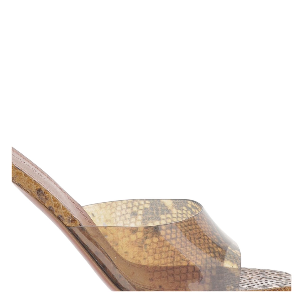 Amina Muaddi Lupita Snake Sandals With Sculptural Wide Heel Bruin