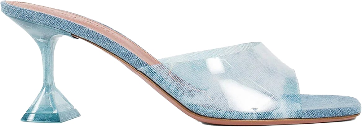 Amina Muaddi Amina Muaddi Lupita Glass Pvc Denim Mules Blauw