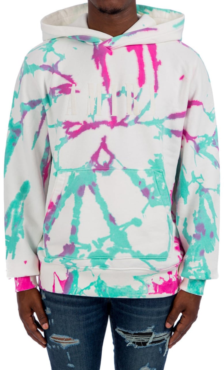 Amiri Logo Tie-Dye Hoodie Sweatshirt Wit