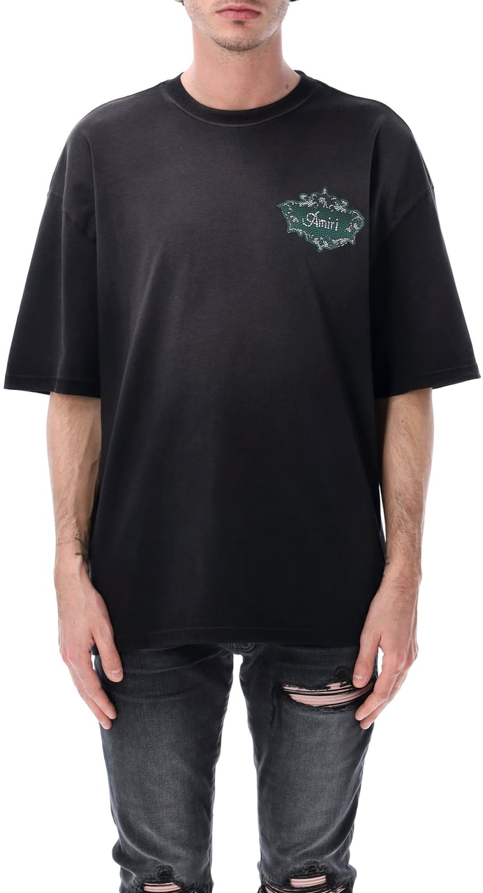 Amiri Chateau Crest Maiolica Tee Nero Zwart