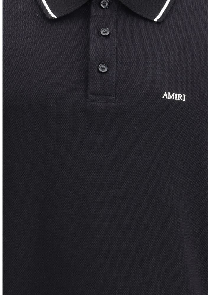 Amiri Black Cotton Polo T-Shirt Zwart