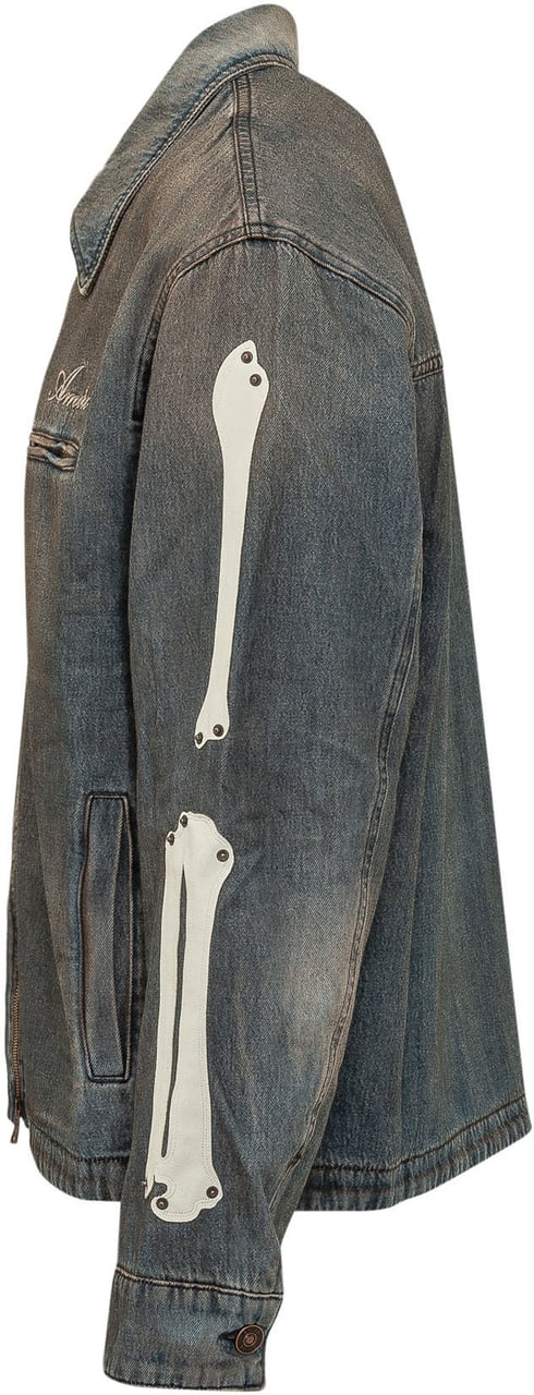 Amiri Blouson Lea Bones con Zip Blauw