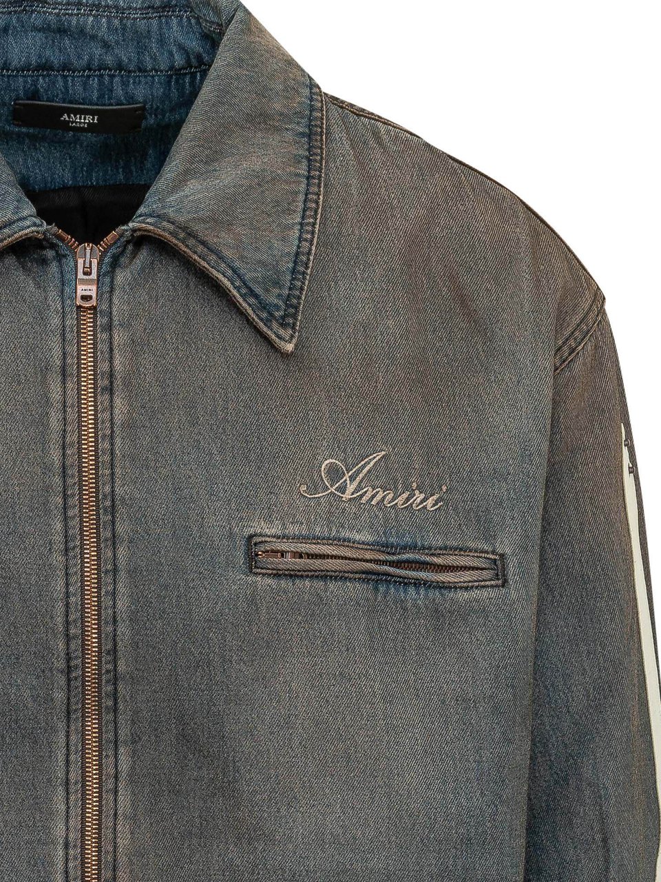 Amiri Blouson Lea Bones con Zip Blauw
