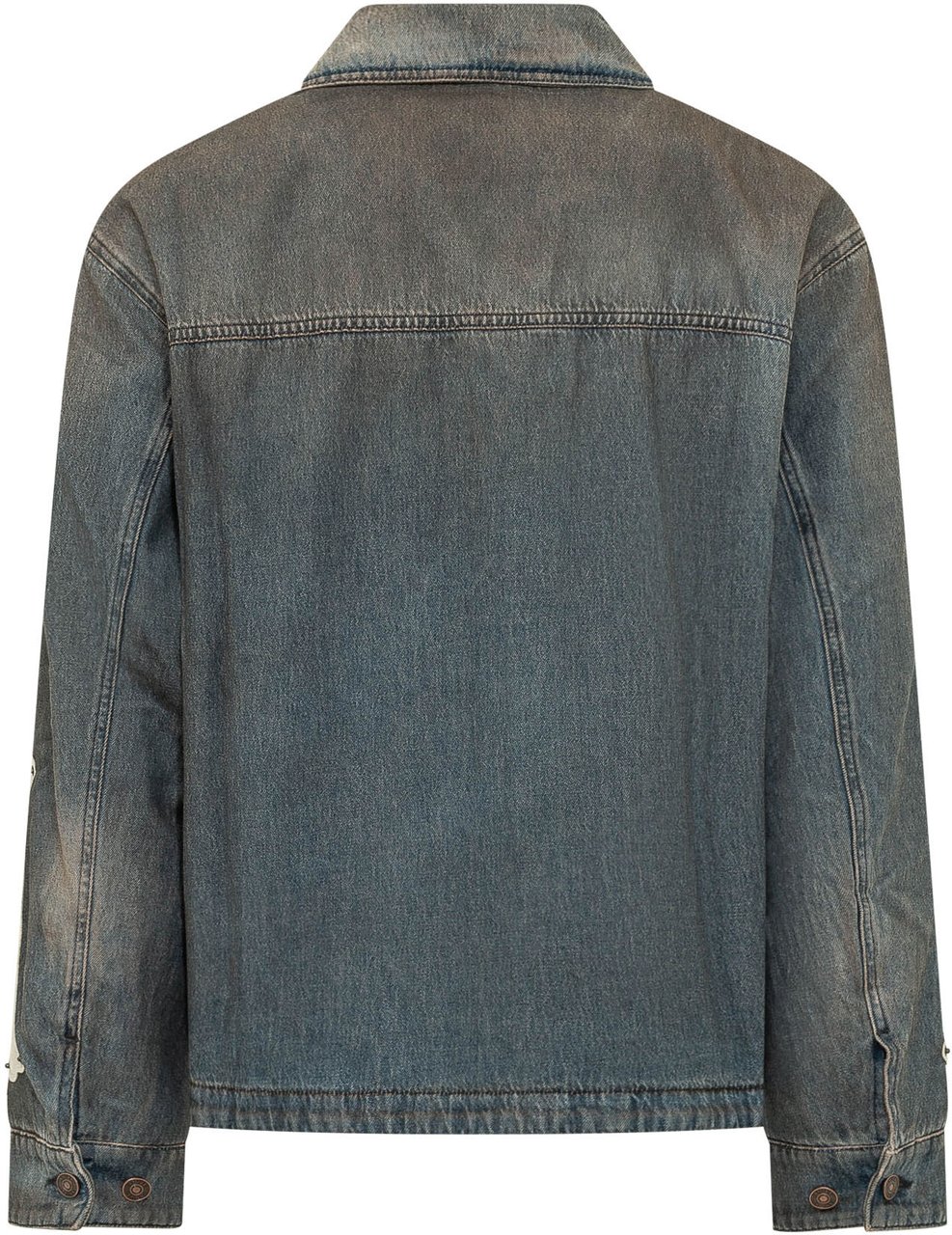 Amiri Blouson Lea Bones con Zip Blauw