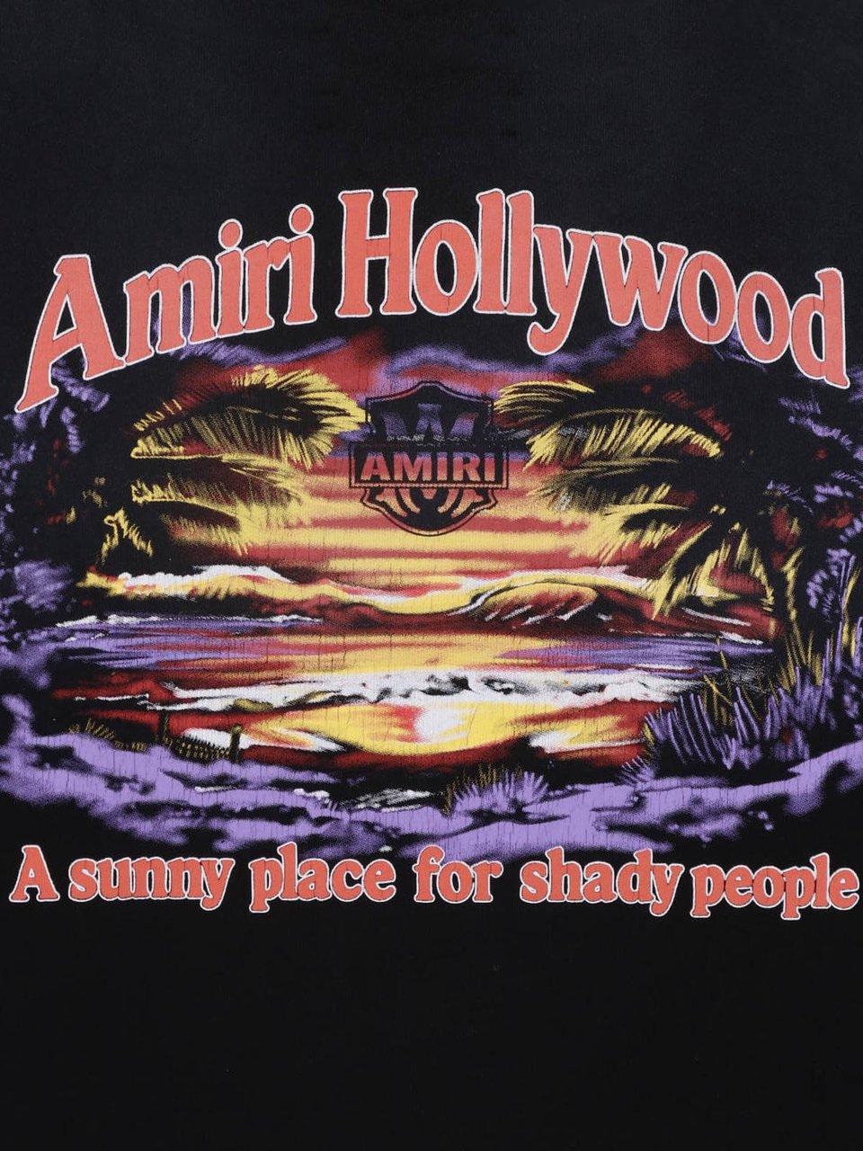 Amiri Black Hollywood Printed Cotton T-Shirt Zwart