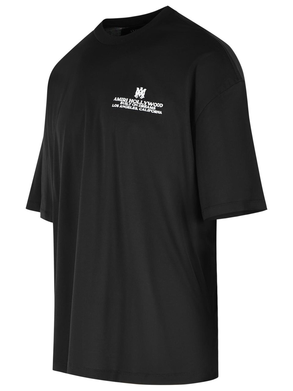 Amiri Crew Neck Black Cotton T-Shirt With Logo Details Zwart