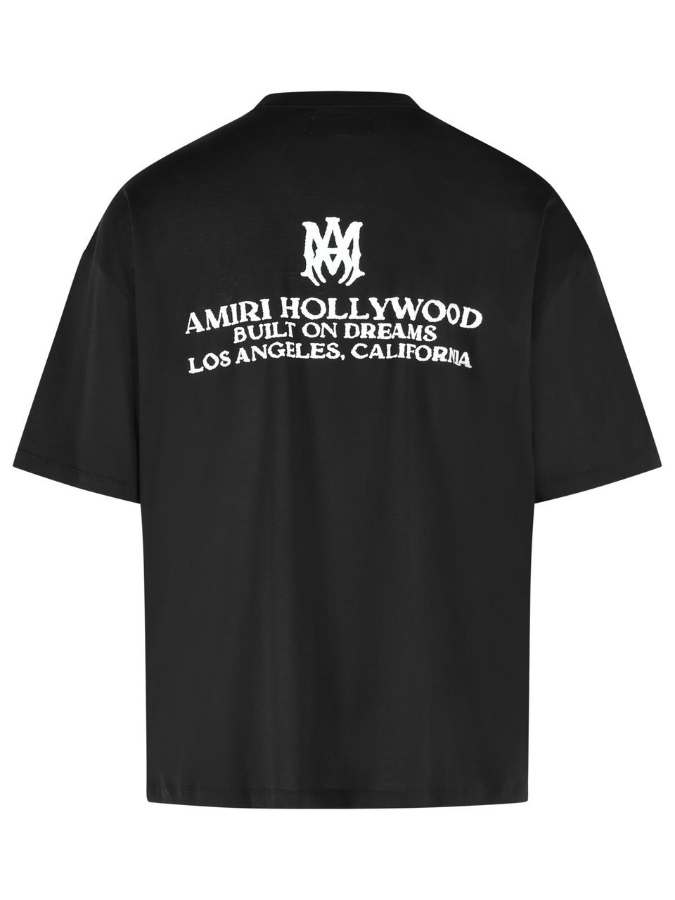 Amiri Crew Neck Black Cotton T-Shirt With Logo Details Zwart