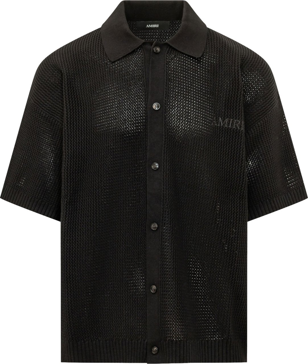 Amiri Camicia Traforata a Maniche Corte Zwart