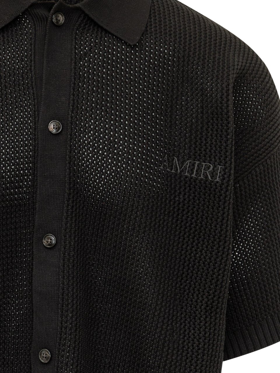 Amiri Camicia Traforata a Maniche Corte Zwart