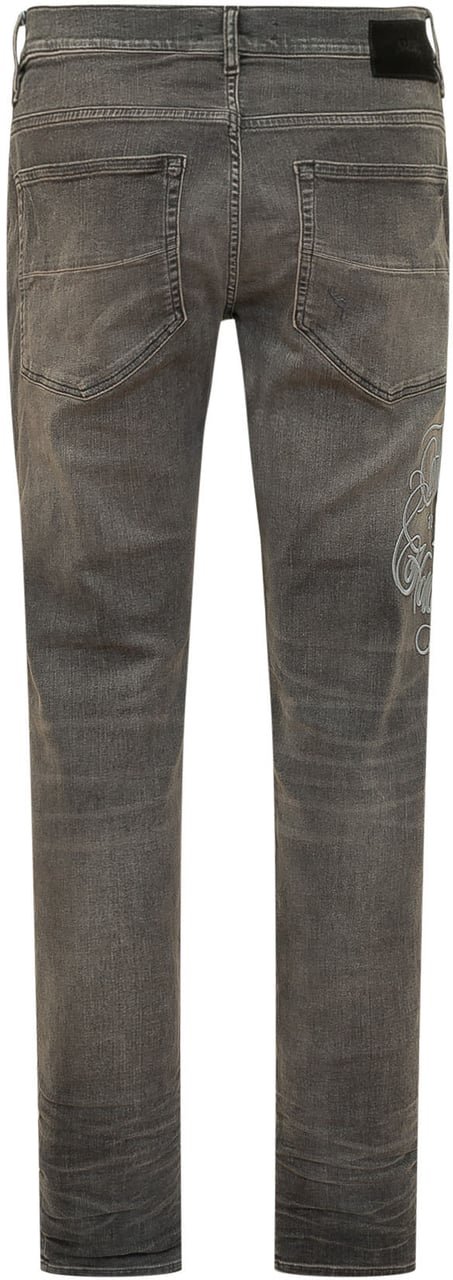 Amiri Jeans Hollywood MX1 con Strappi e Cinque Tasche Donkergrijs