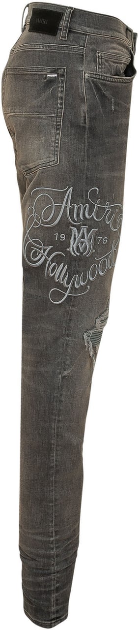 Amiri Jeans Hollywood MX1 con Strappi e Cinque Tasche Donkergrijs