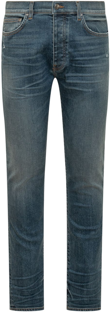Amiri Jeans Stack con Cinque Tasche e Gamba Affusolata Blauw