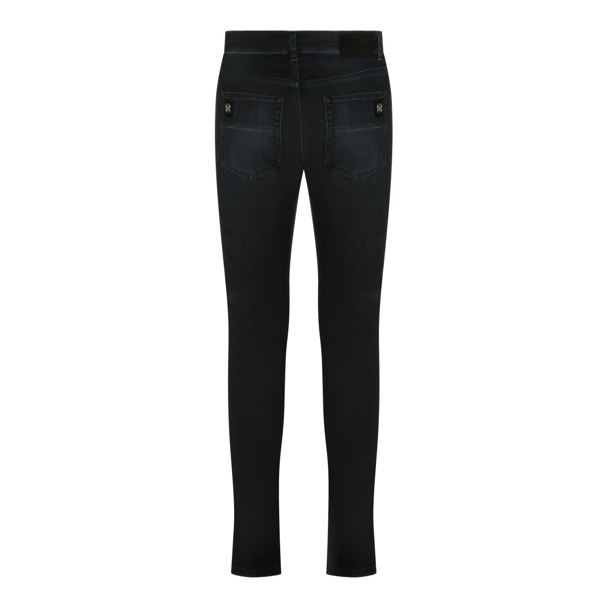 Amiri Distressed Slim Fit Dark Grey Jeans with Embroidered Details Zwart