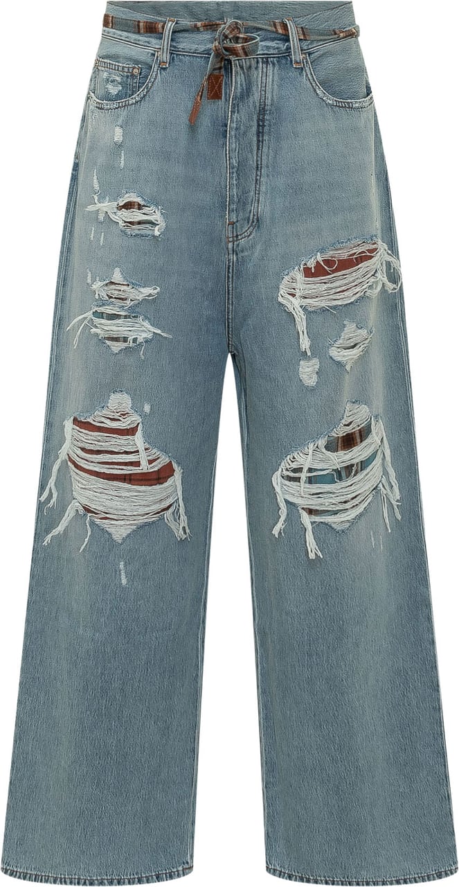Amiri Jeans Baggy con Strappi e Inserti Blauw