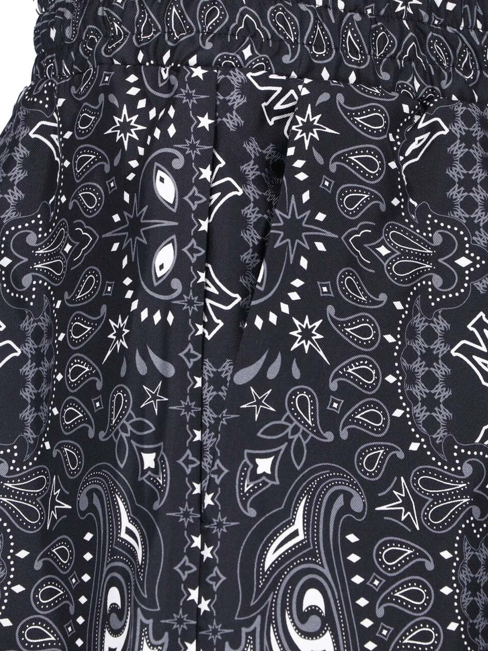 Amiri Black and White Paisley Print Shorts Zwart