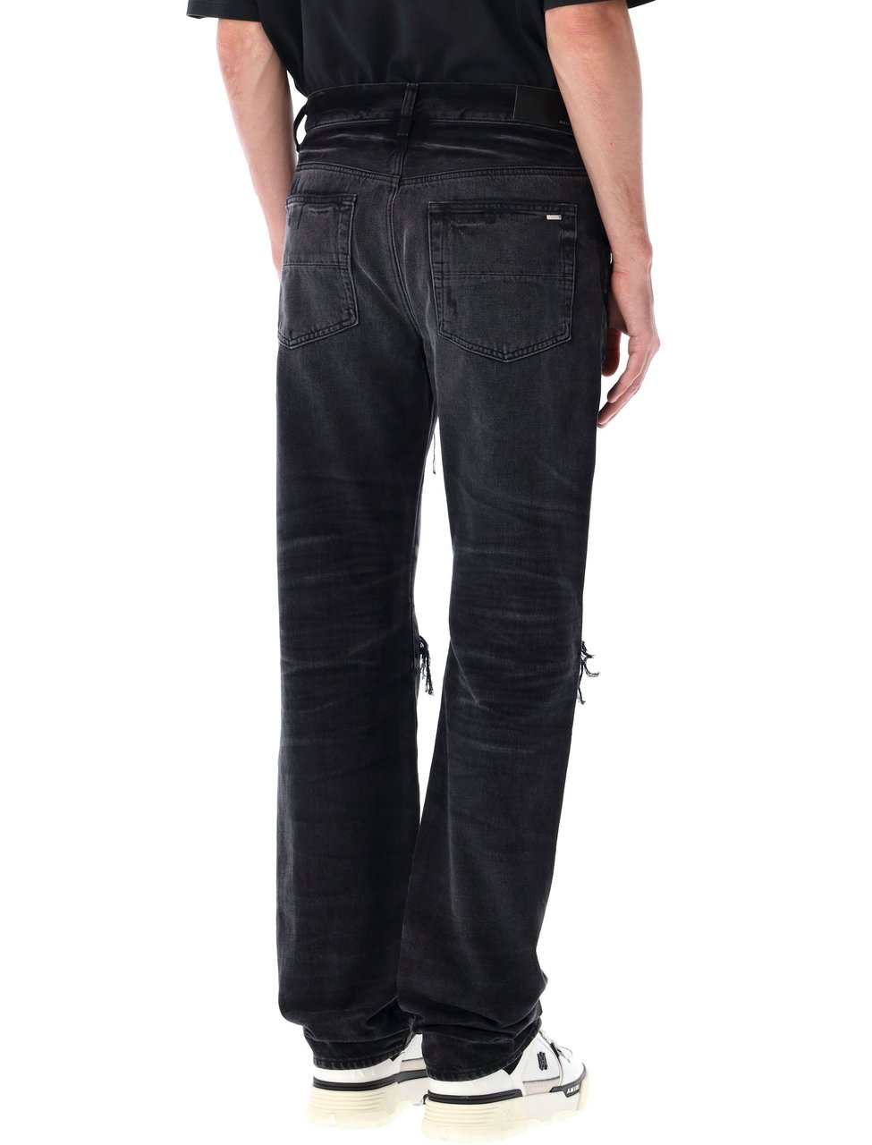 Amiri Leather straight MX1 jean Zwart