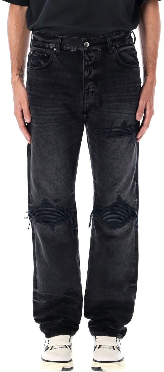 Amiri Leather straight MX1 jean Zwart