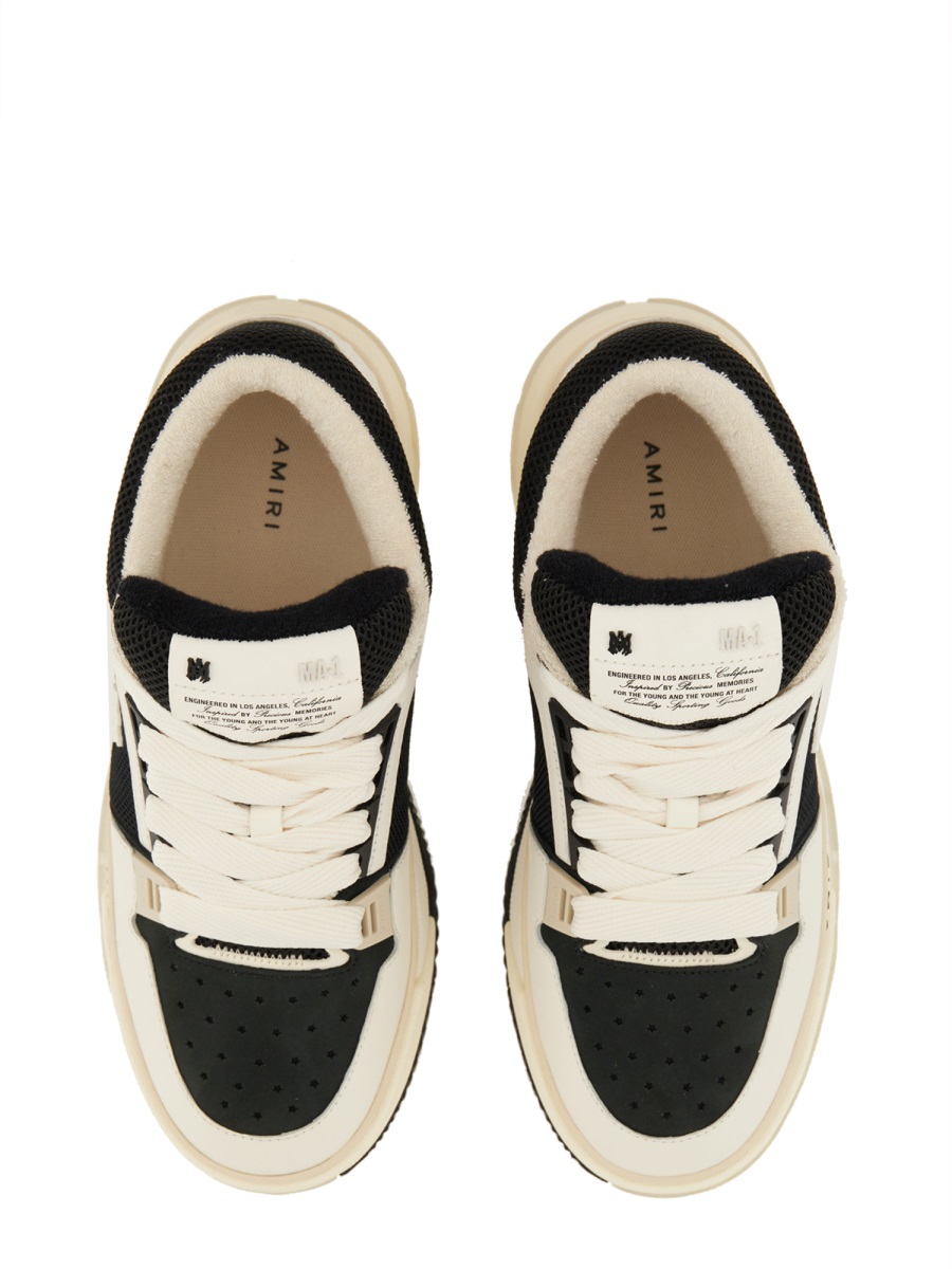 Amiri Neutrals Ma-1 Layered Panels Leather Sneakers Wit