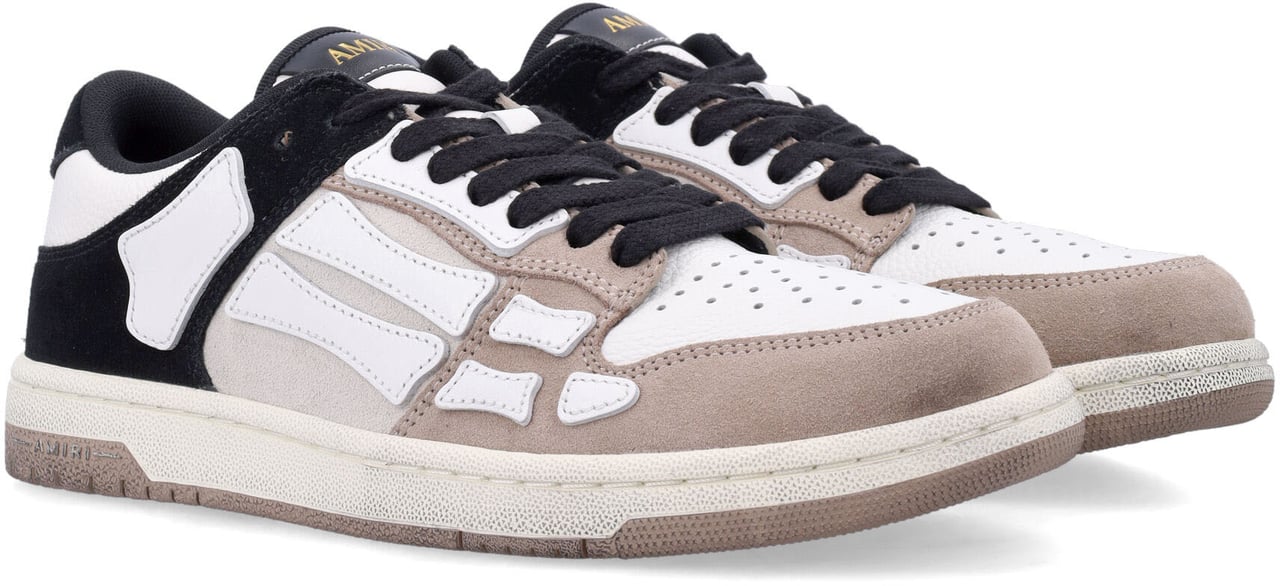 Amiri Distressed Skel Low-Top Black White Beige Zwart