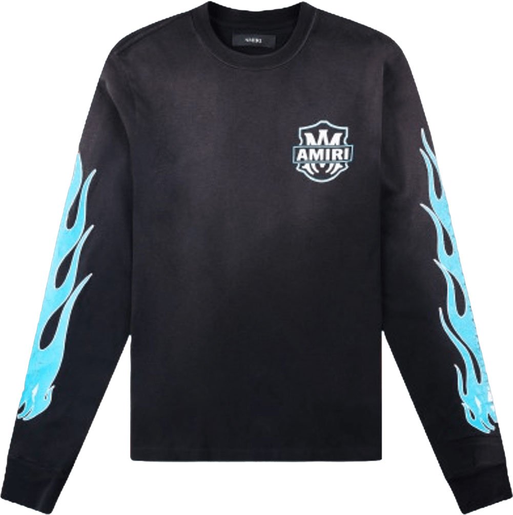 Amiri AMIRI EAGLE FLAMES LS T-SHIRT ZWART Donkergrijs