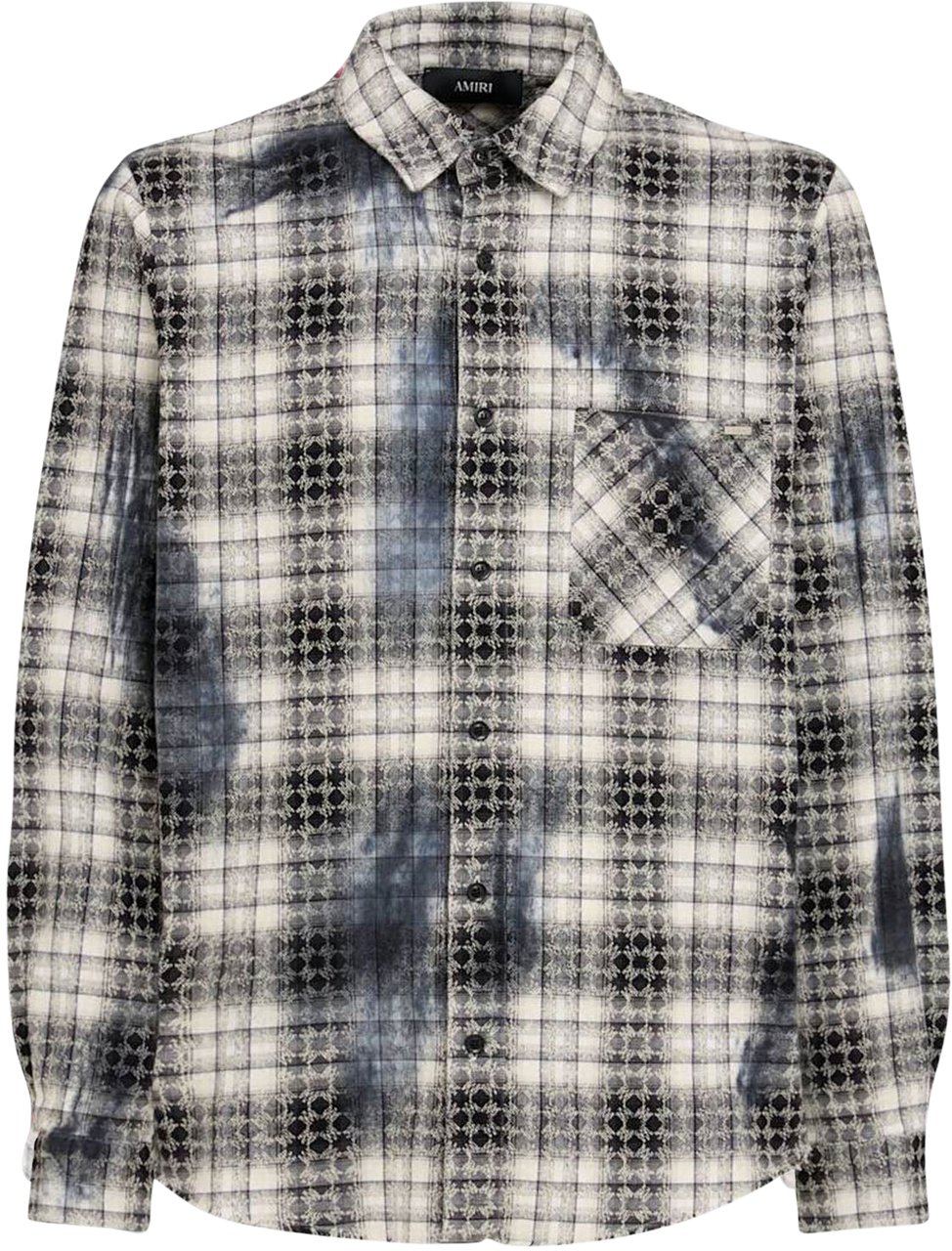 Amiri AMIRI MA QUAD BLEACHED FLANNEL SHIRT BLACK Zwart
