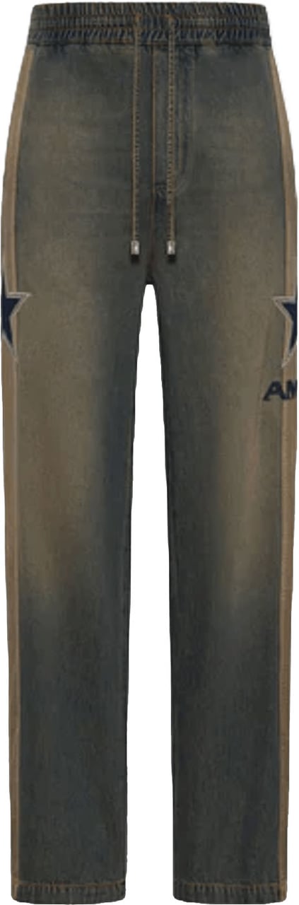 Amiri AMIRI SPORT DENIM TRACKPANT WORN SLATE Blauw