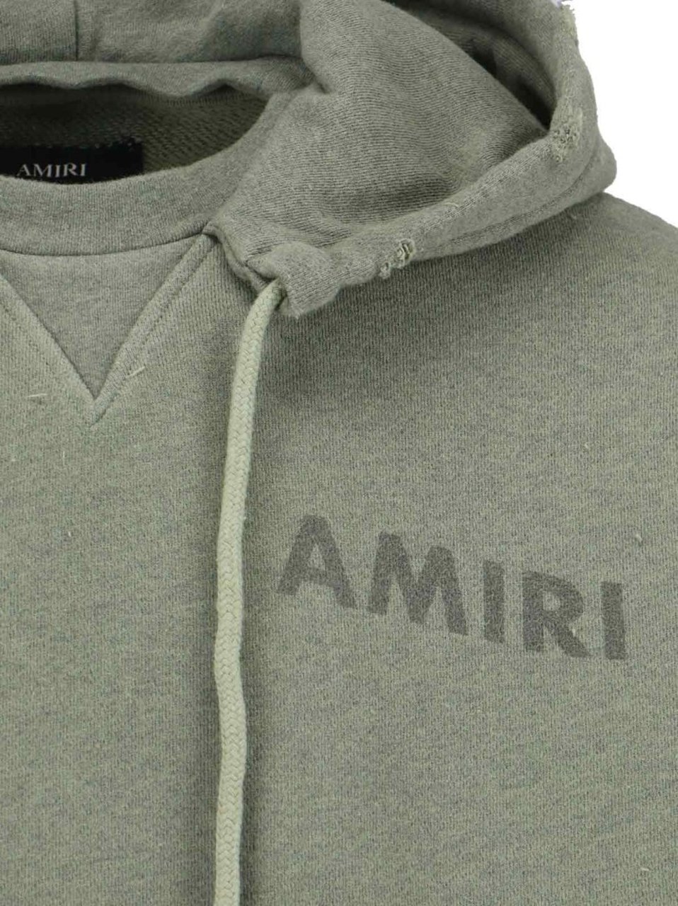 Amiri Muted Green Hoodie With Kangaroo Pocket And Drawstring Hood Groen