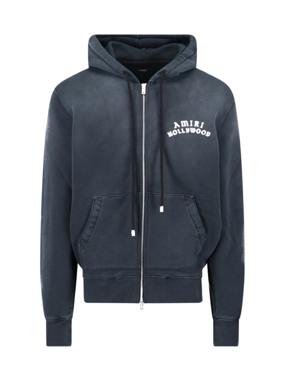 Amiri Vintage-Style Zip-Up Hoodie With Drawstring Hood Zwart