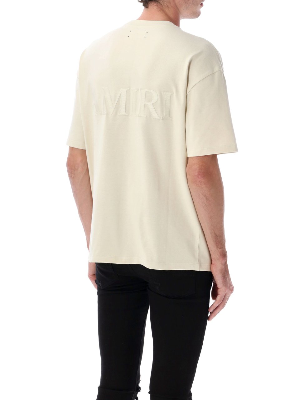 Amiri Amiri Oversized cotton t-shirt with logo embroidery Beige
