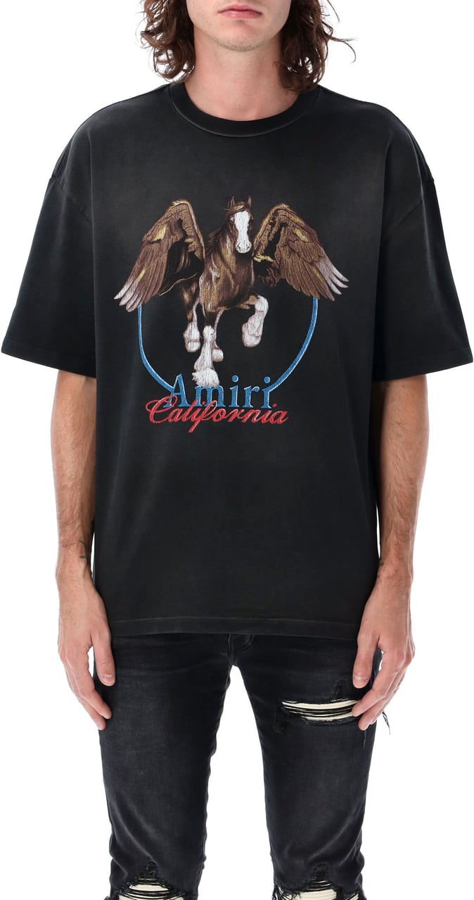 Amiri Vintage Wash Pegasus Tee Nero Zwart