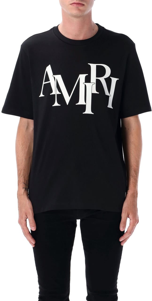 Amiri Staggered logo tee Zwart